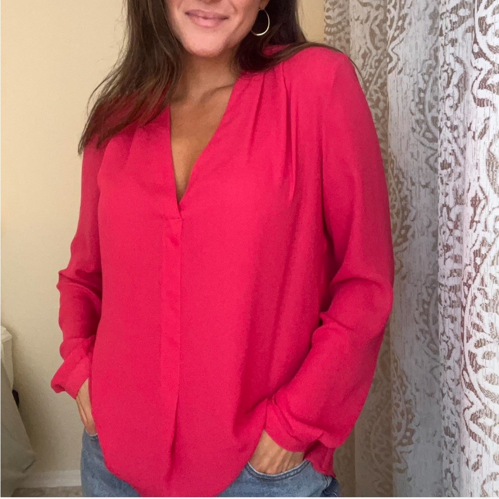 Hot Pink Women's Long Sleeve Blouse